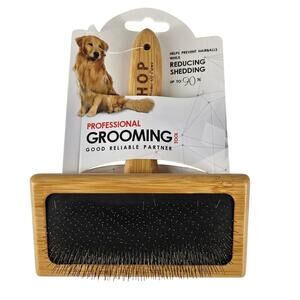 HOME OF PAWS DOG GROOMING BRUSH – REDUCE SHEDDING, MASSAGE, WOOD HANDLE